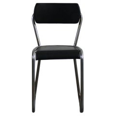 Gio Ponti Mid-Century Modern Office Chair in Metal and Black Leather 1930s Italy