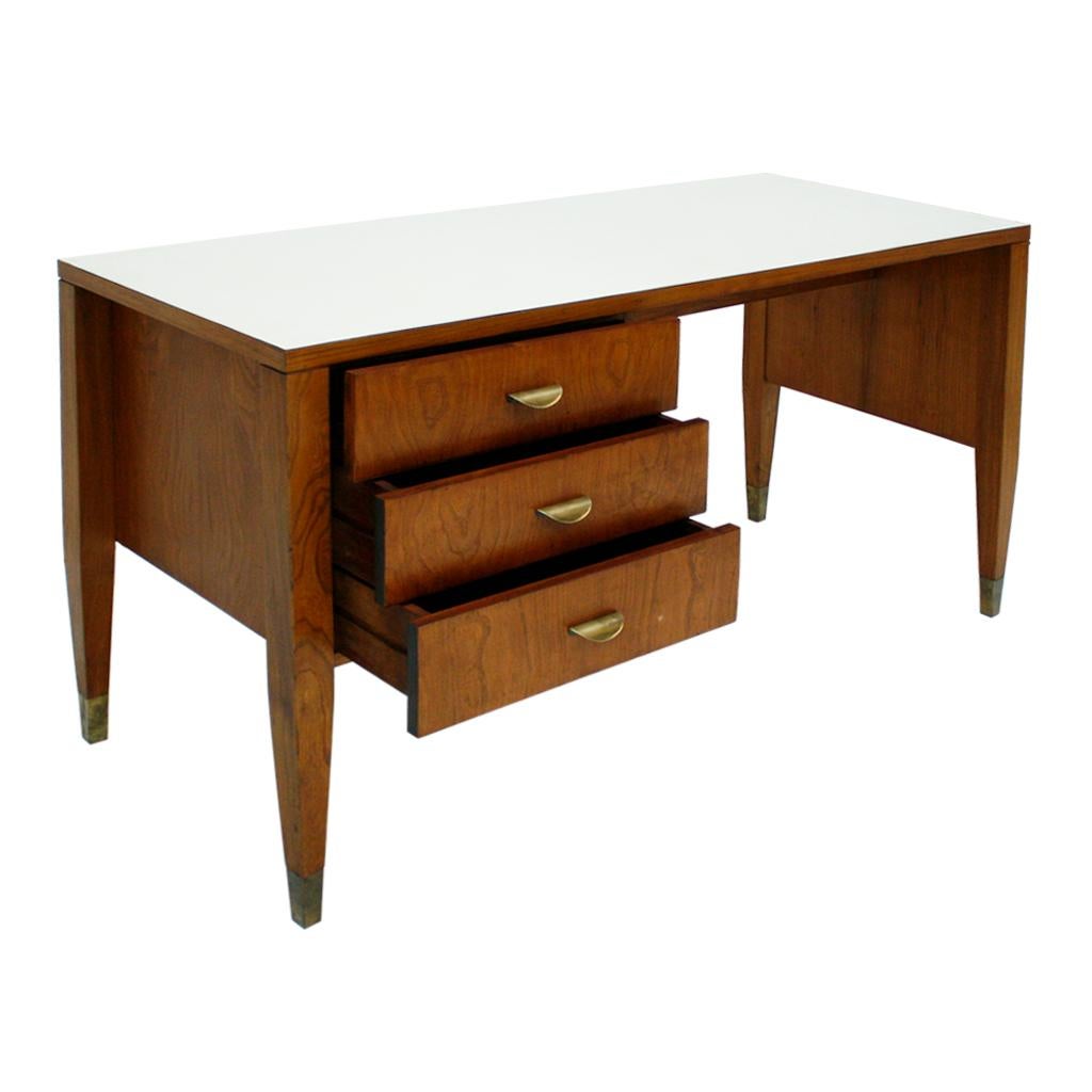 20th Century Gio Ponti Mid-Century Modern Walnut Wood Italian Table Desk
