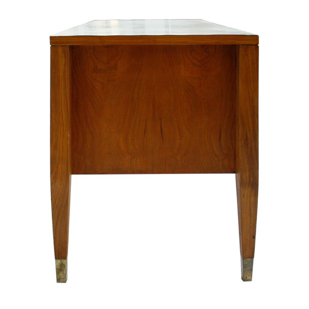 Brass Gio Ponti Mid-Century Modern Walnut Wood Italian Table Desk