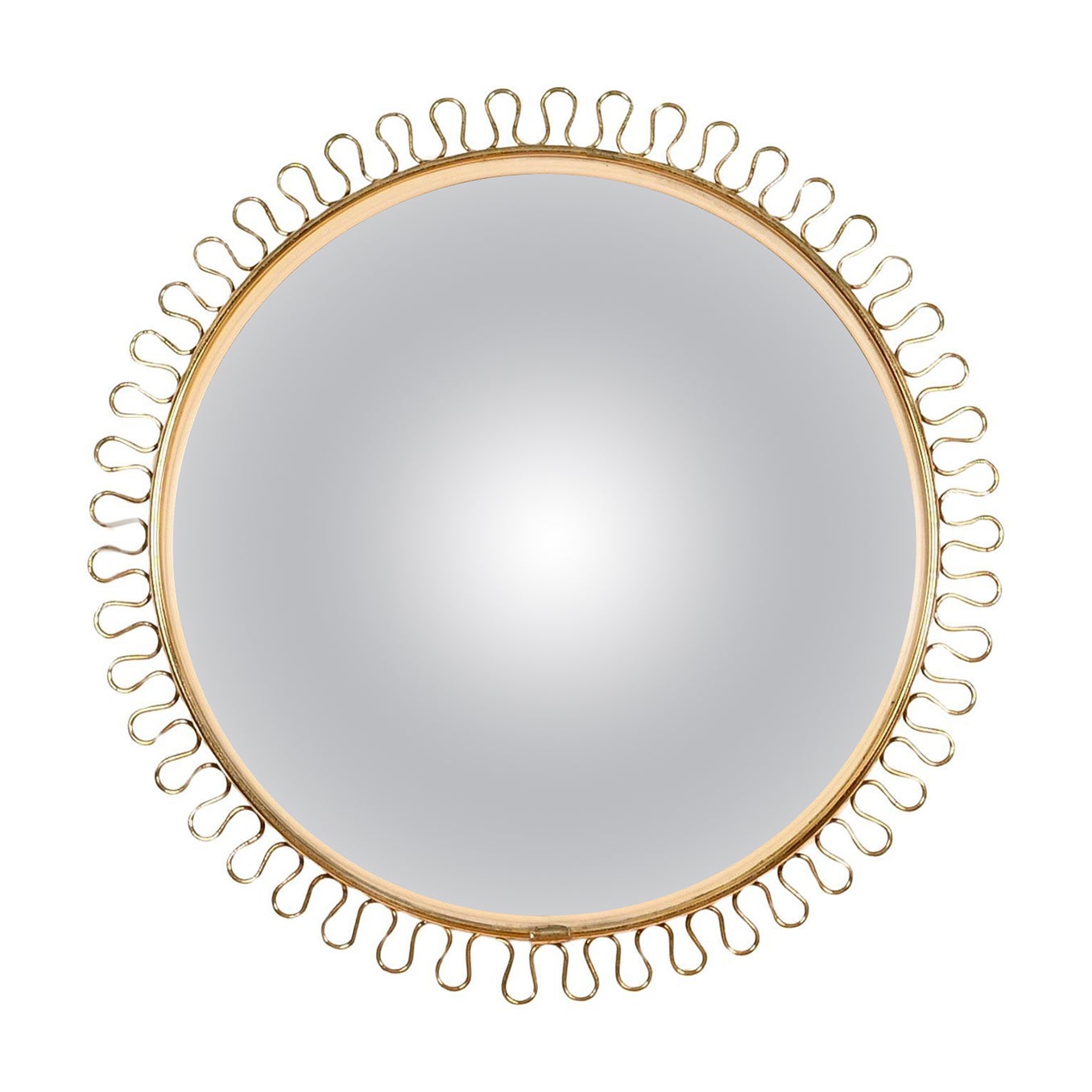 Gio Ponti Mid-Century Round Brass Mirror with Wavy Frame, Italy, 1950s For Sale