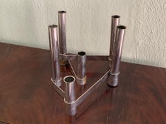 Giò Ponti Mid-Century Silver Metal Candlestick or Vase for Sabattini, Italy