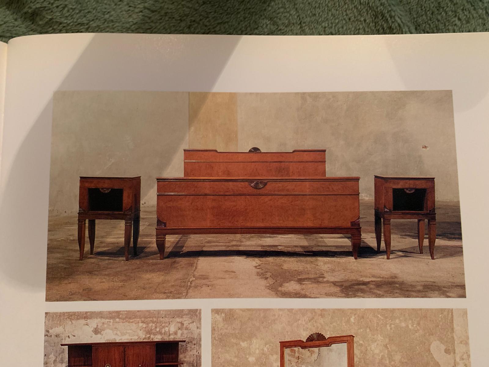 Mid-20th Century Gio Ponti Midcentury Double Bed in Walnut and Brass, Published, 1940s