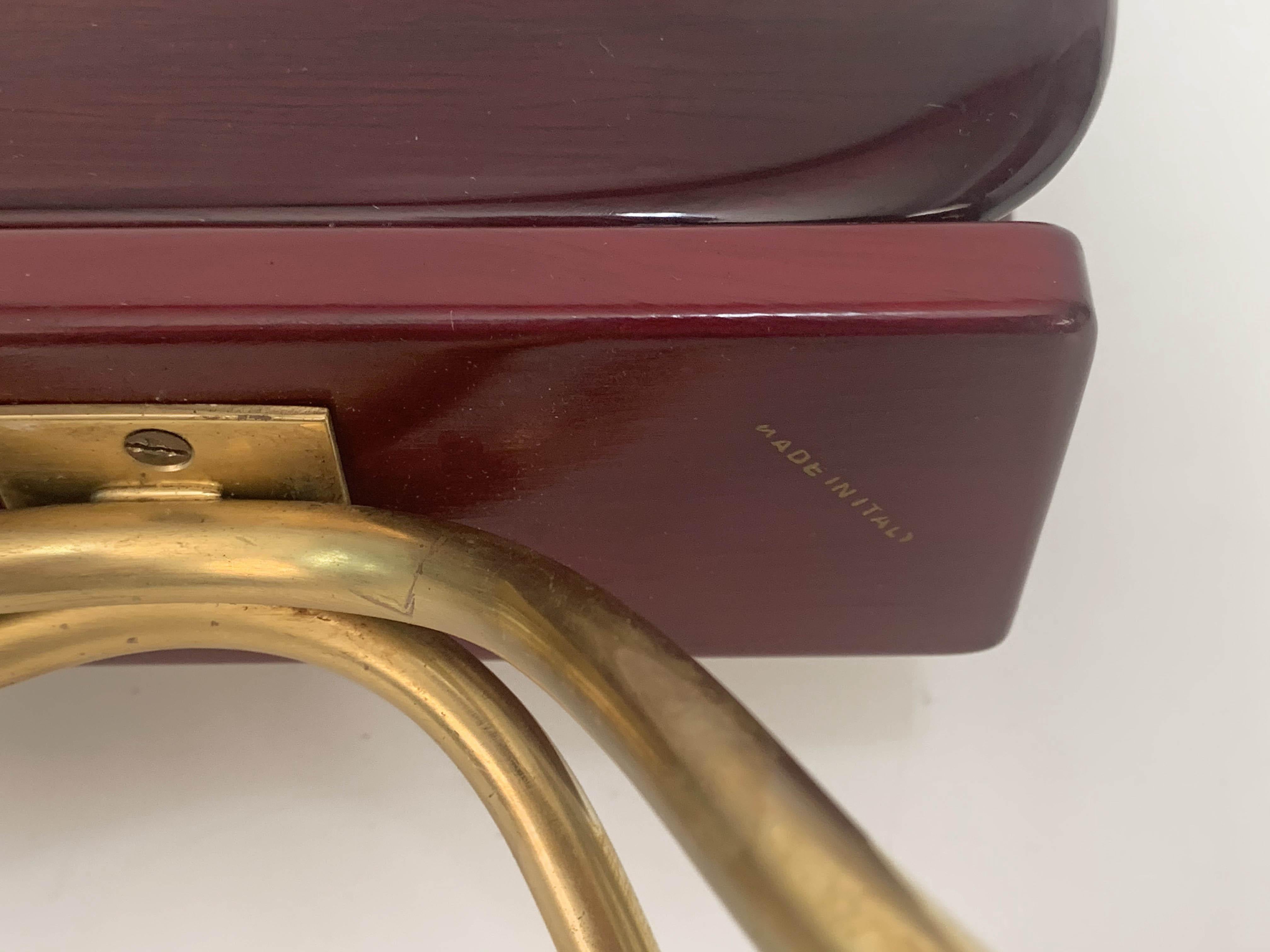 Gio Ponti Midcentury Wood and Brass Italian Magazine Rack with Handle, 1950s For Sale 11