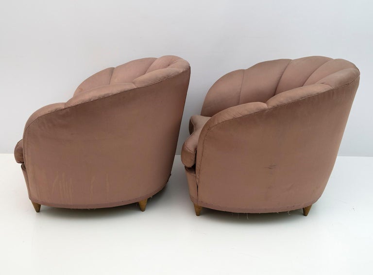 Gio Ponti Midcentury Rare Italian Curved Armchairs 