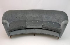 Attributed Gio Ponti Midcentury Rare Velvet Curved Sofa "Casa E Giardino", 1950