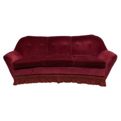 Vintage Gio Ponti Midcentury Rare Italian Velvet Curved Sofa "Casa E Giardino", 1950