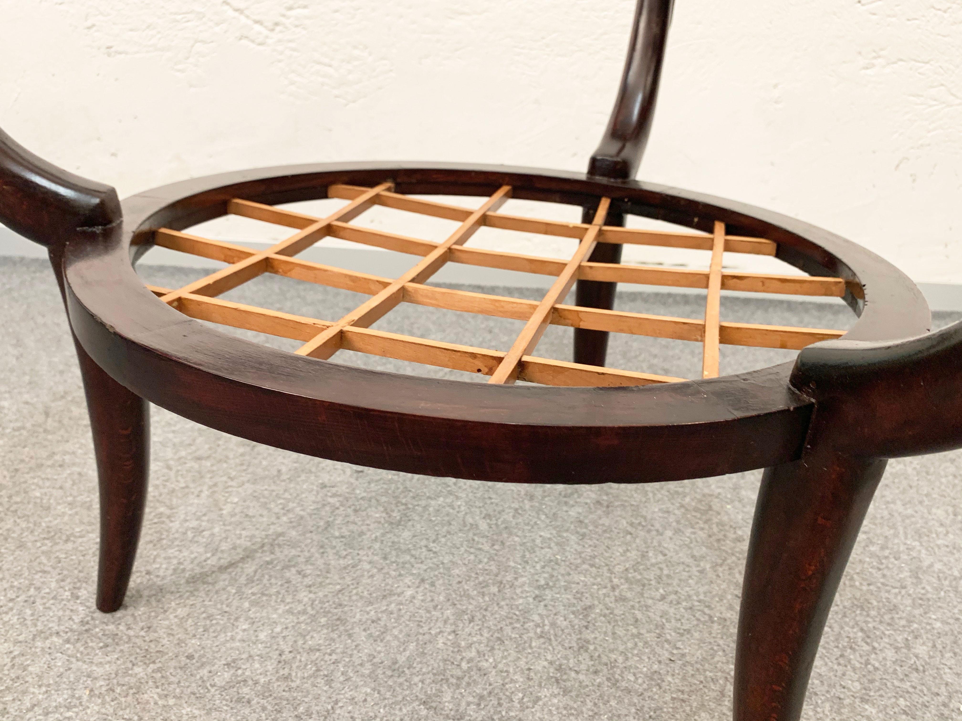 Two-level Round Wood and Glass Italian Coffee Table Gio Ponti Style, 1950s For Sale 8