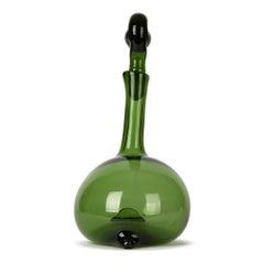 Vintage Italienisch Gio Ponti Murano Empoli Grün oder Verde Glas Ente Dekanter