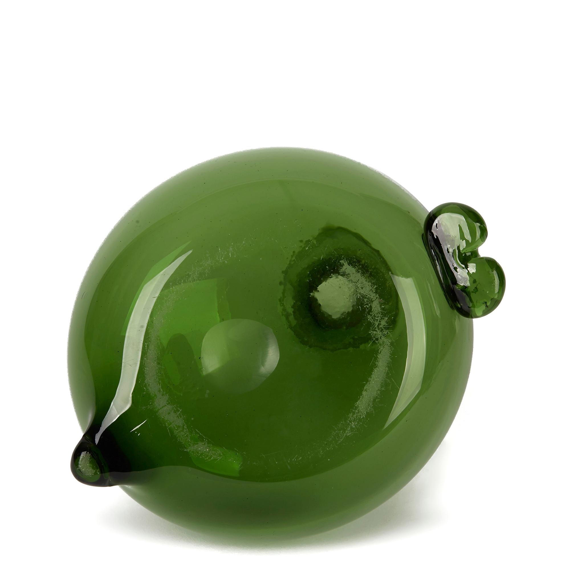 Hand-Crafted Vintage Italian Gio Ponti Murano Empoli Green or Verde Glass Duck Decanter