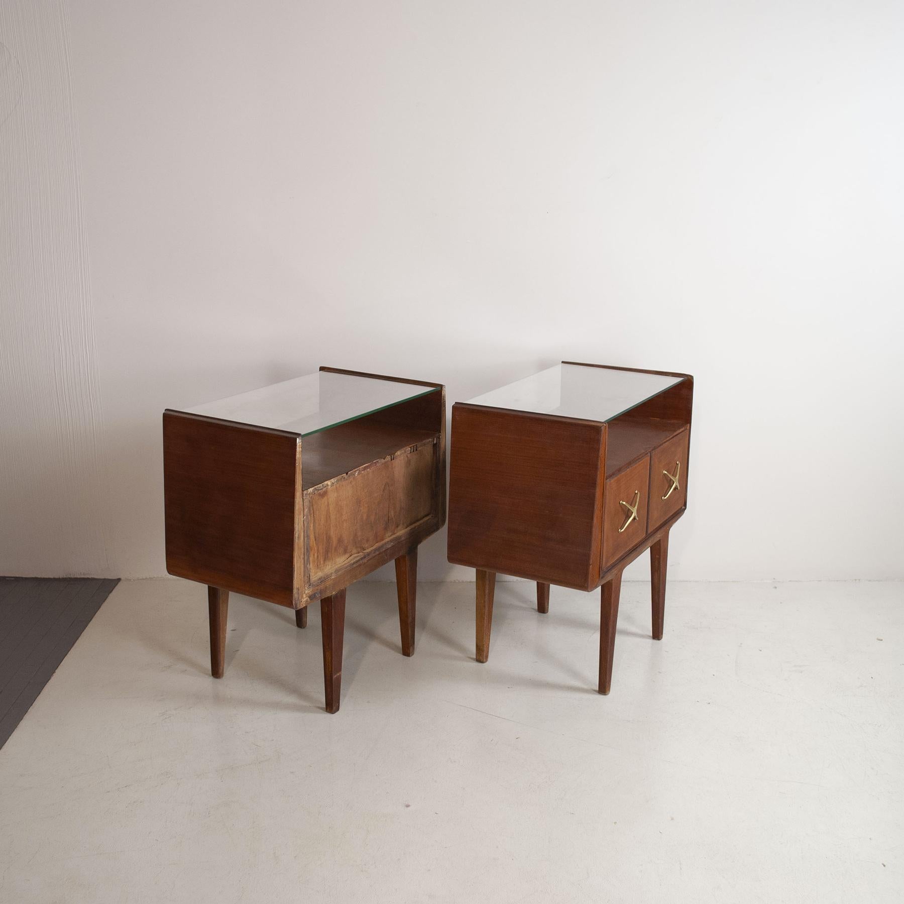Mid-20th Century Gio Ponti Nighstands in Wood from Early Fifties