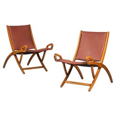 Giò Ponti Ninfea Armchairs, Leather & Wood, Mid-Century Modern