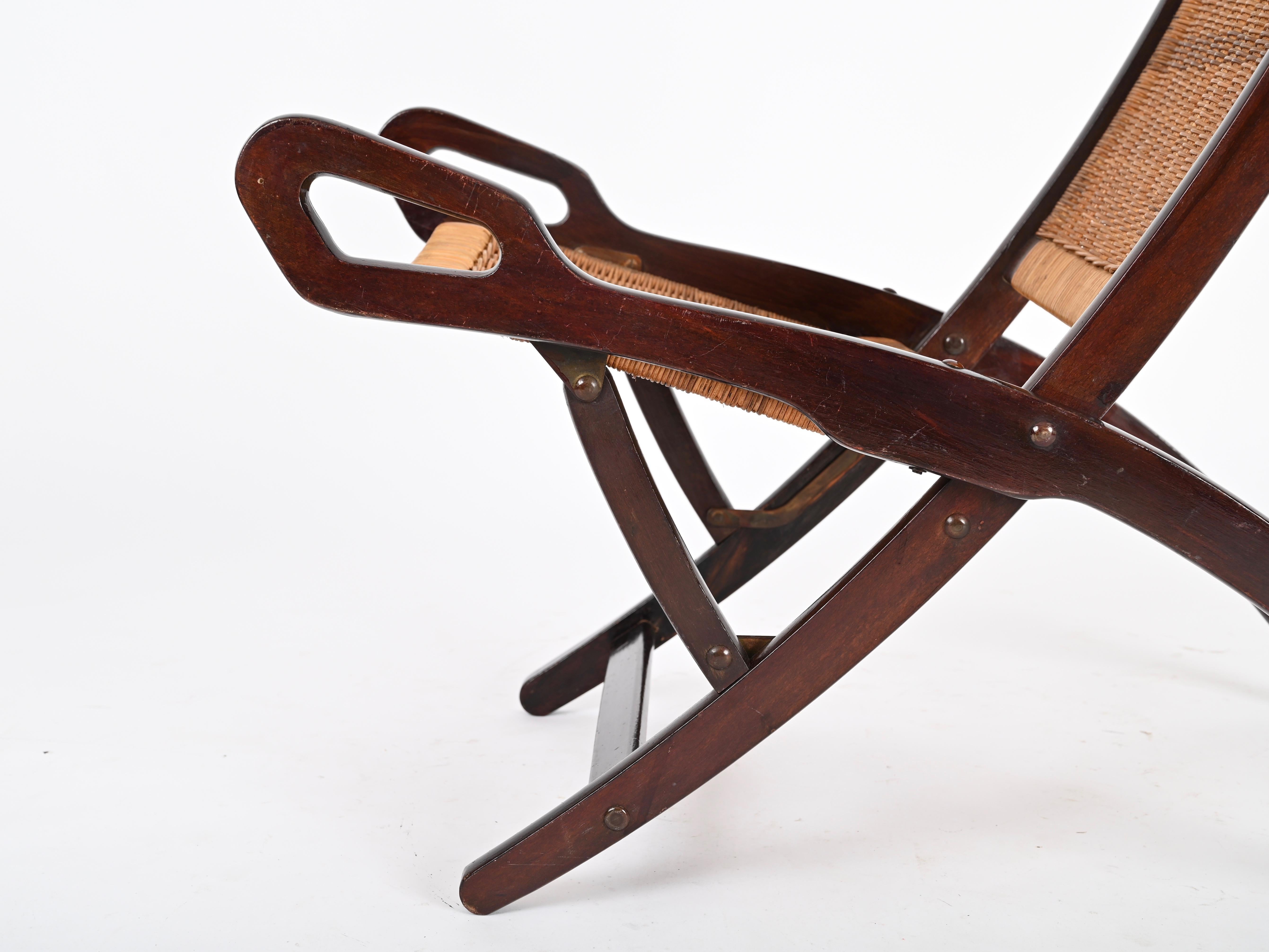 Gio Ponti „Ninfea“ handgewebter, klappbarer Stuhl für Fratelli Reguitti, Italien 1950er Jahre im Angebot 3