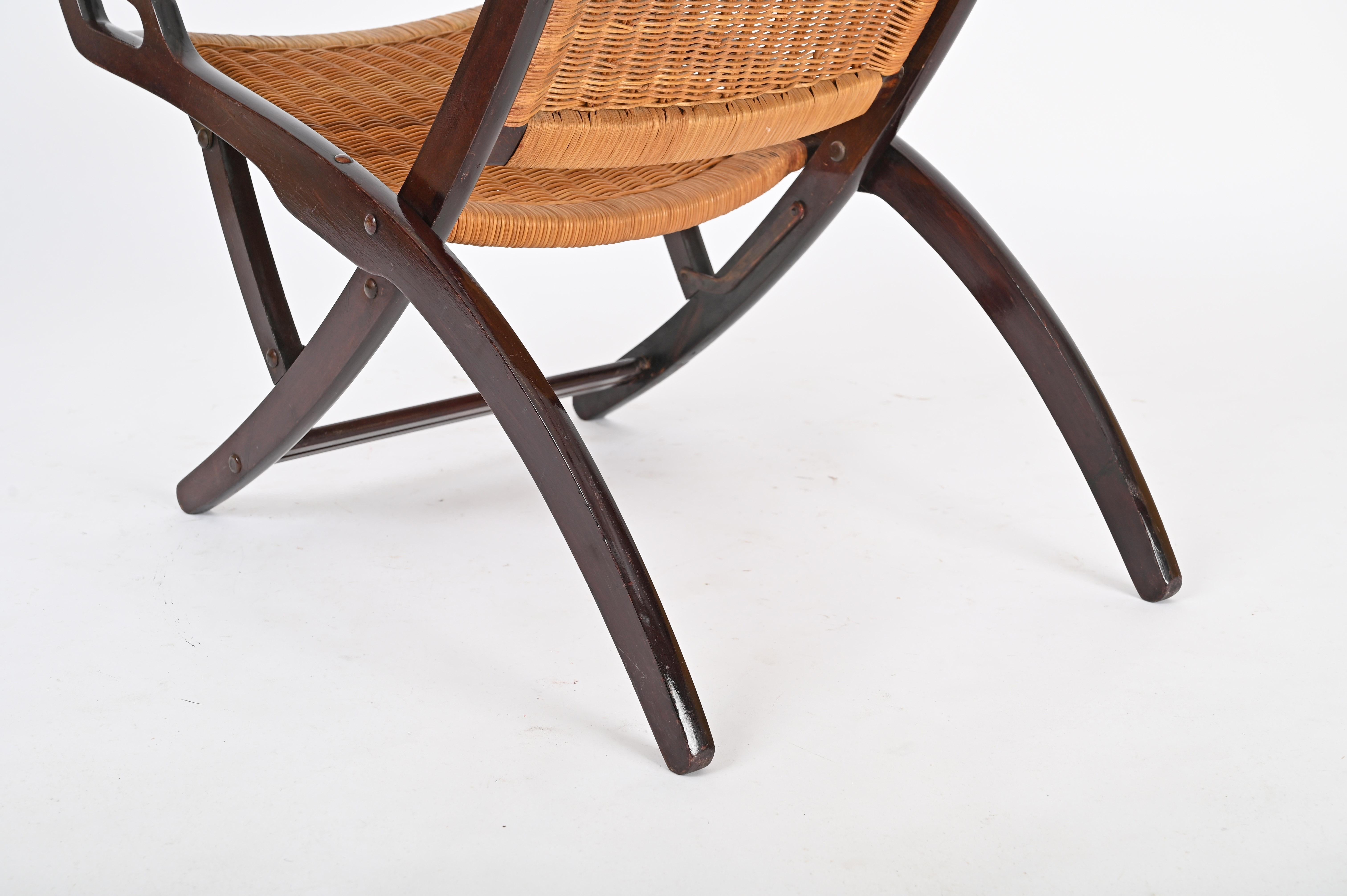 Gio Ponti „Ninfea“ handgewebter, klappbarer Stuhl für Fratelli Reguitti, Italien 1950er Jahre im Angebot 4