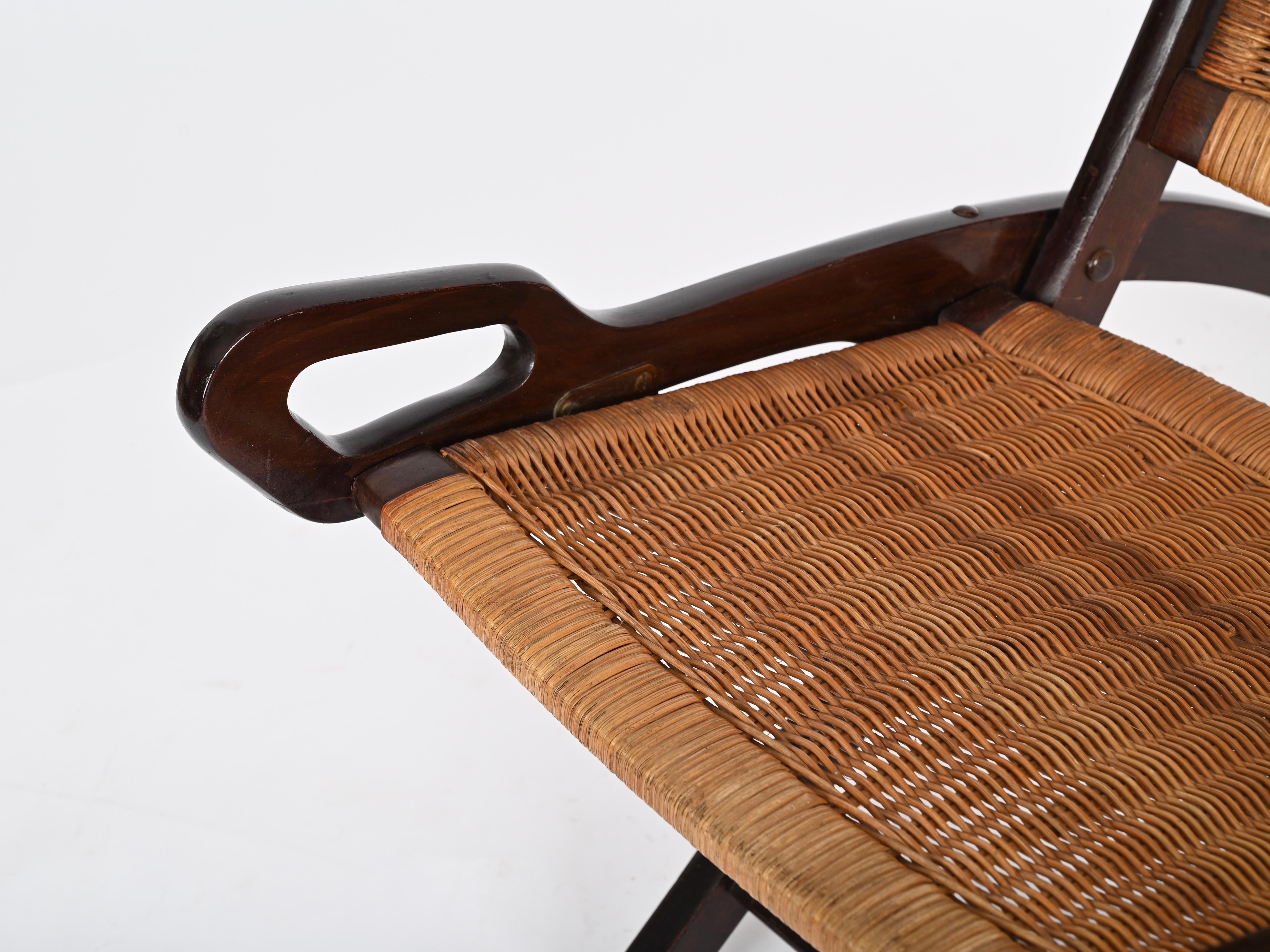 Gio Ponti „Ninfea“ handgewebter, klappbarer Stuhl für Fratelli Reguitti, Italien 1950er Jahre im Angebot 7