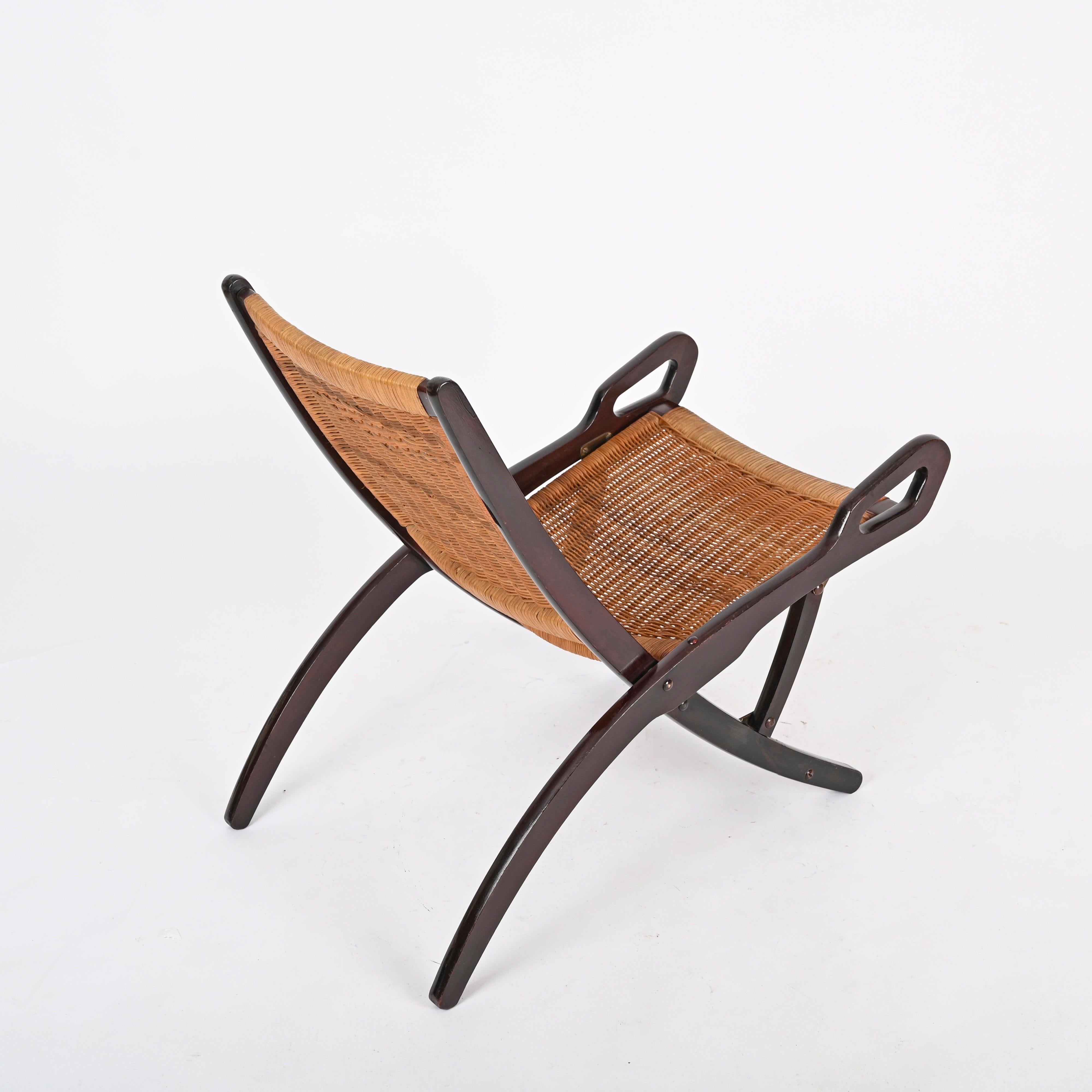 Gio Ponti „Ninfea“ handgewebter, klappbarer Stuhl für Fratelli Reguitti, Italien 1950er Jahre im Angebot 11
