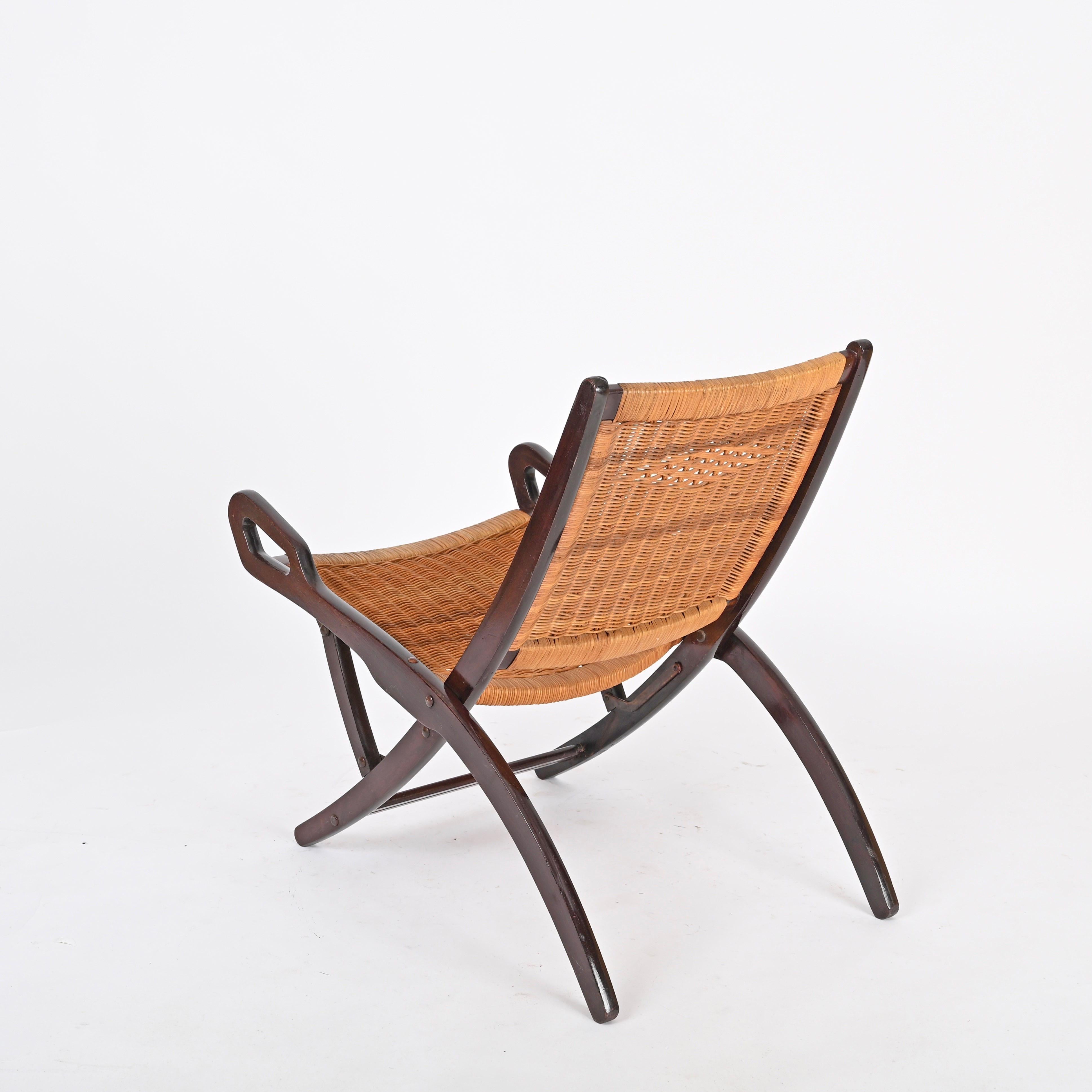 Gio Ponti „Ninfea“ handgewebter, klappbarer Stuhl für Fratelli Reguitti, Italien 1950er Jahre im Zustand „Gut“ im Angebot in Roma, IT