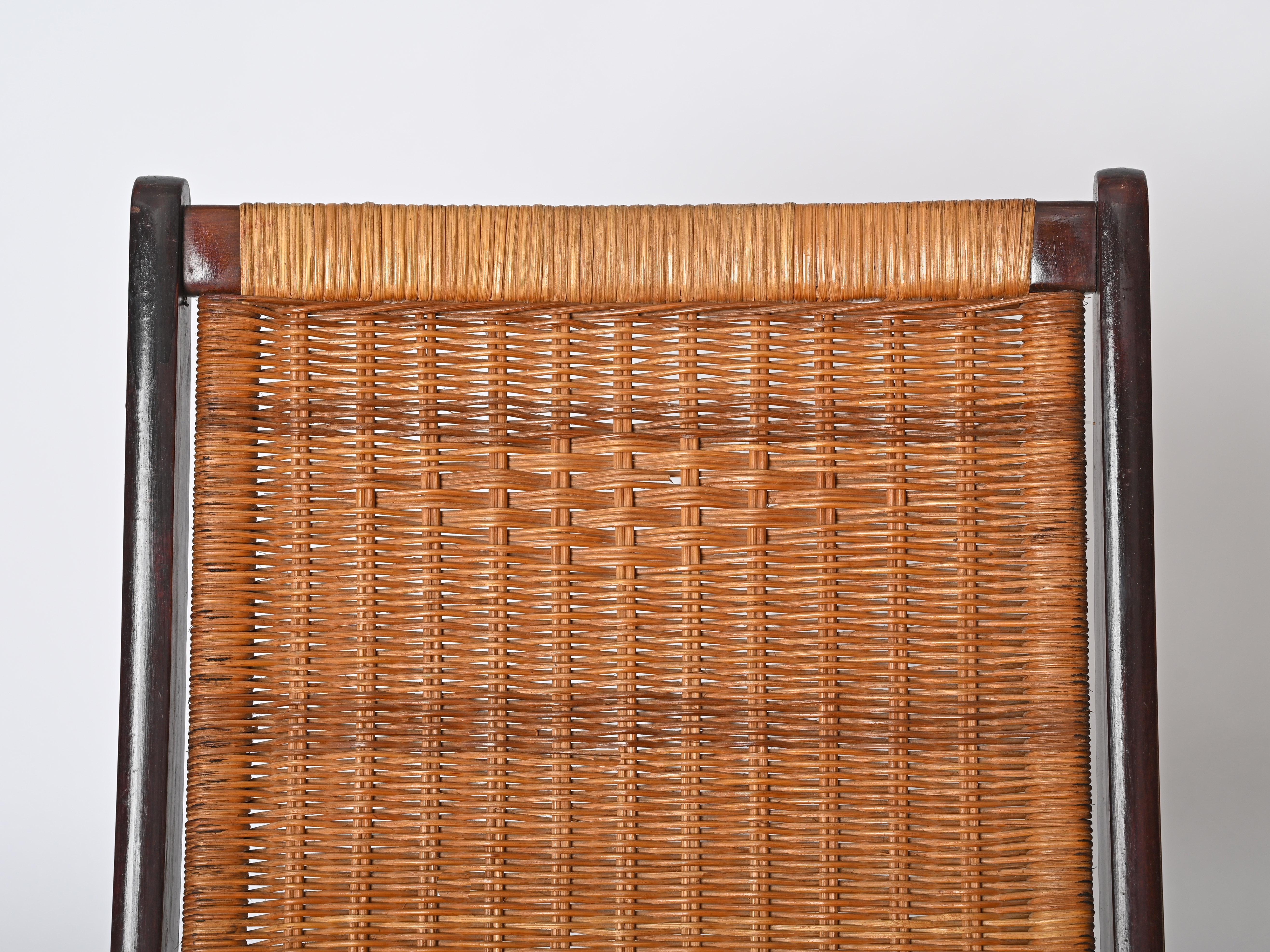 Gio Ponti „Ninfea“ handgewebter, klappbarer Stuhl für Fratelli Reguitti, Italien 1950er Jahre (Messing) im Angebot