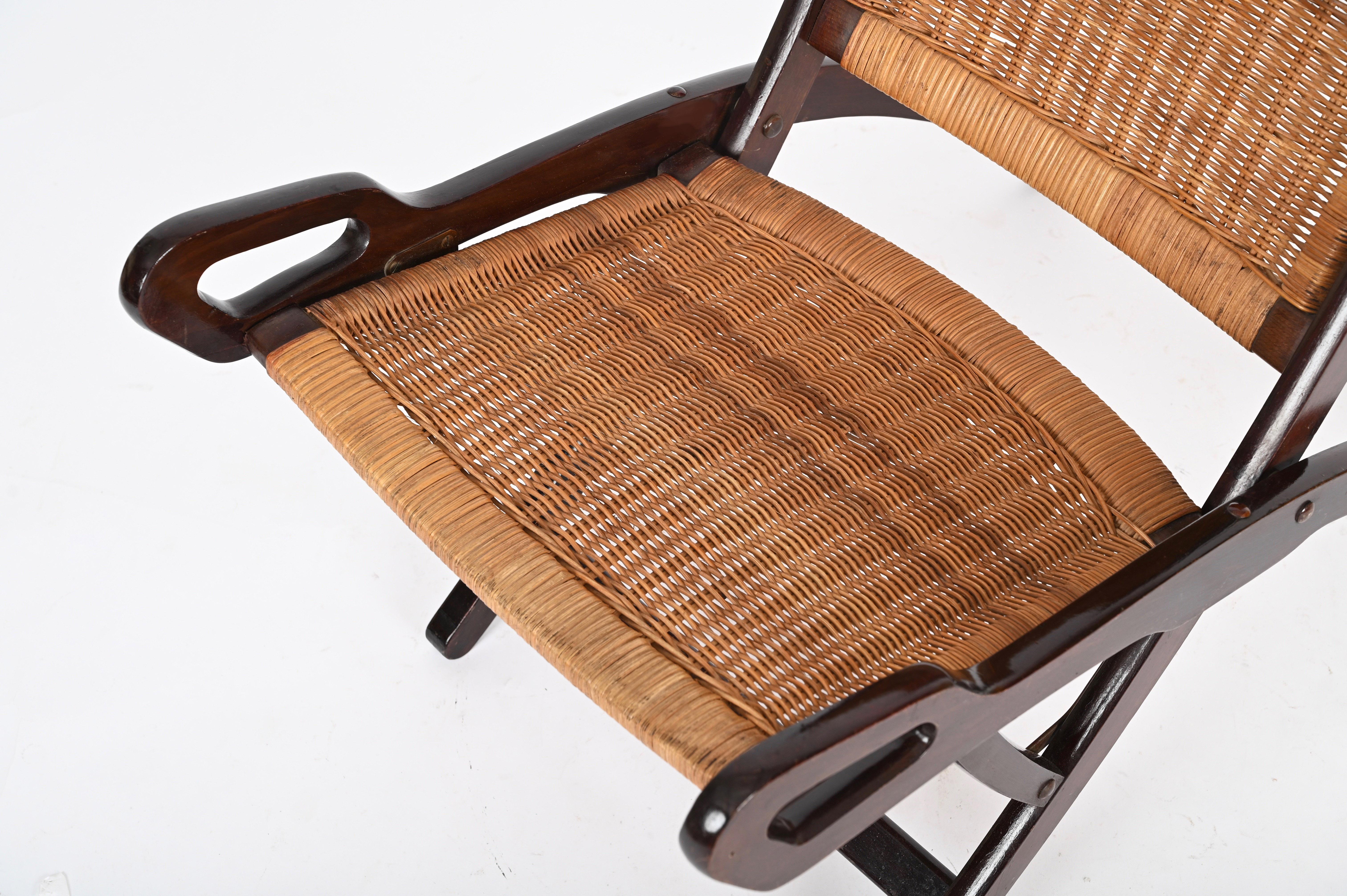 Gio Ponti „Ninfea“ handgewebter, klappbarer Stuhl für Fratelli Reguitti, Italien 1950er Jahre im Angebot 1