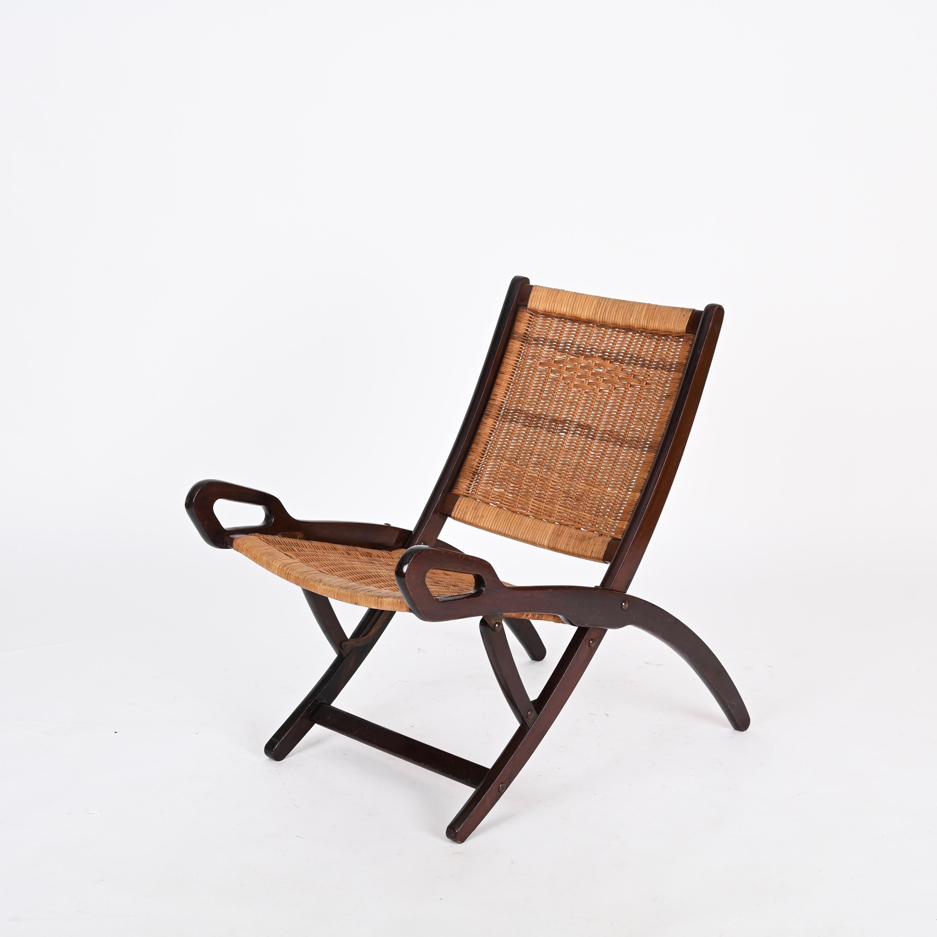Gio Ponti „Ninfea“ handgewebter, klappbarer Stuhl für Fratelli Reguitti, Italien 1950er Jahre im Angebot 2