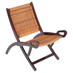 Gio Ponti "Ninfea" Sedia pieghevole intrecciata a mano per Fratelli Reguitti, Italia anni '50