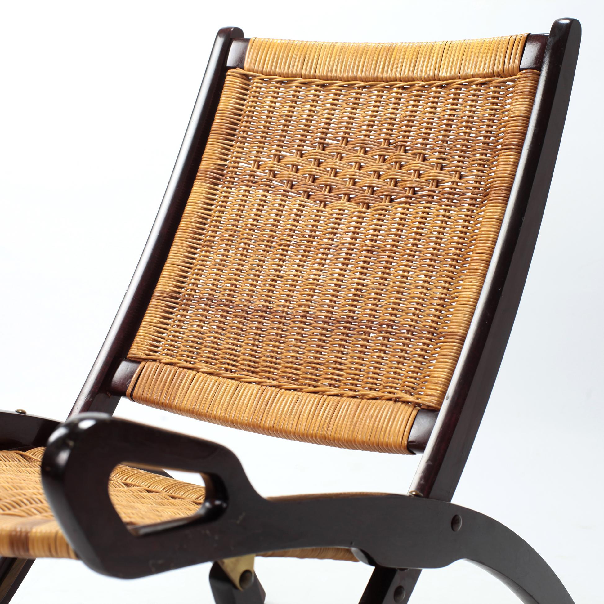 Gio Ponti Ninfea Rattan Folding Chair for Fratelli Reguitti Italie, 1950s 3