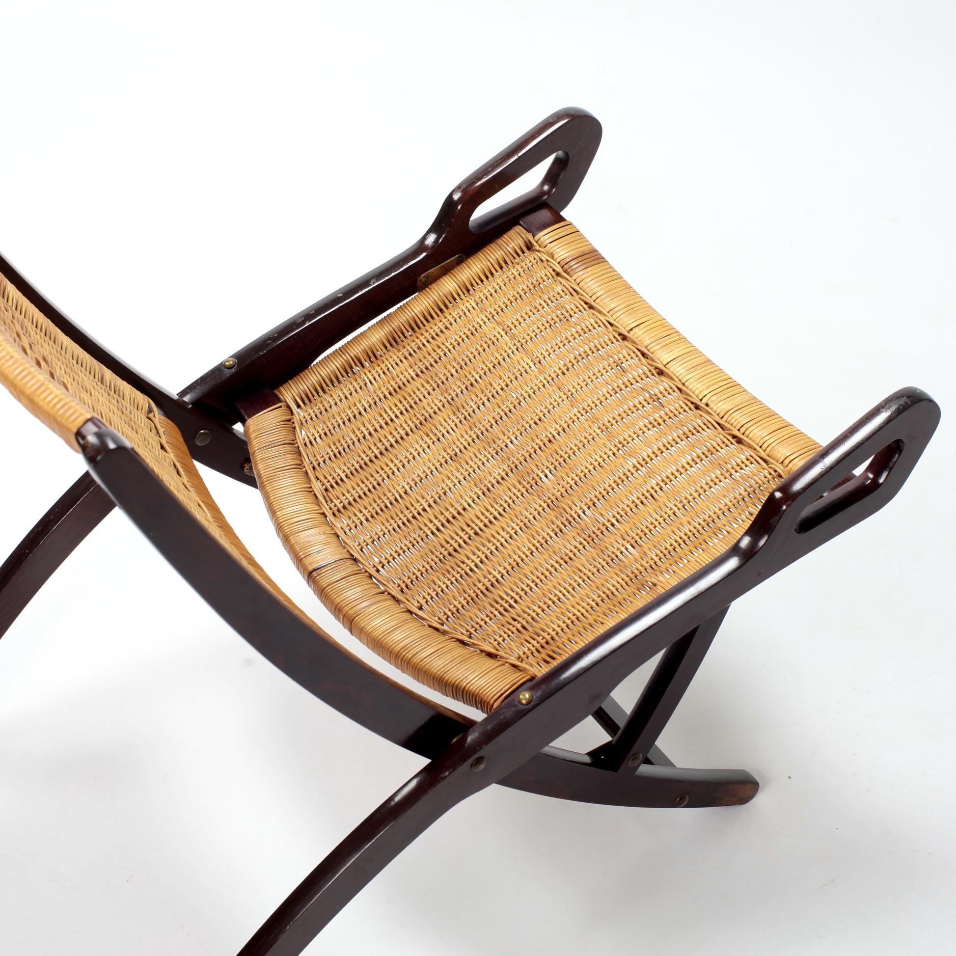 Gio Ponti Ninfea Rattan Folding Chair for Fratelli Reguitti Italie, 1950s 5
