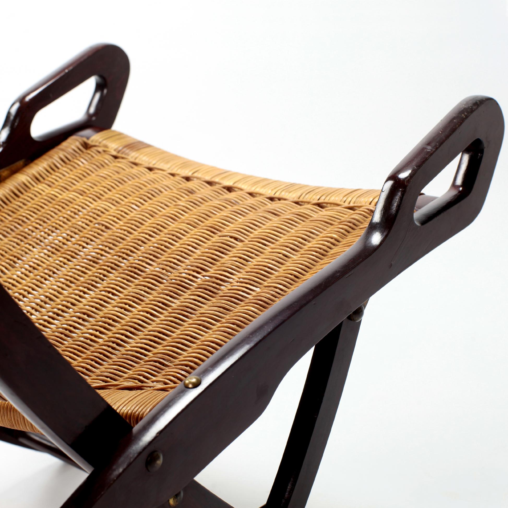 Gio Ponti Ninfea Rattan Folding Chair for Fratelli Reguitti Italie, 1950s 7