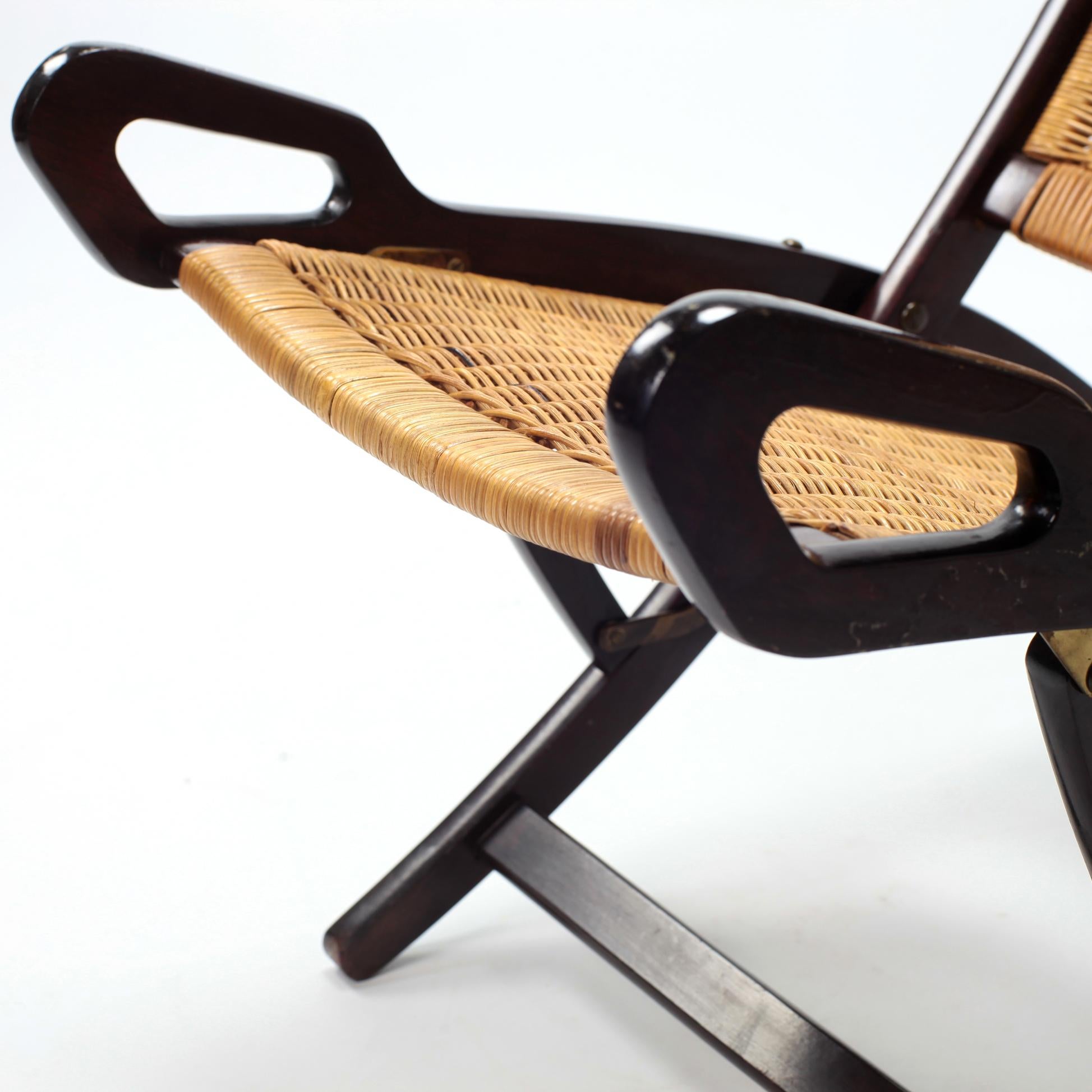 Gio Ponti Ninfea Rattan Folding Chair for Fratelli Reguitti Italie, 1950s 8