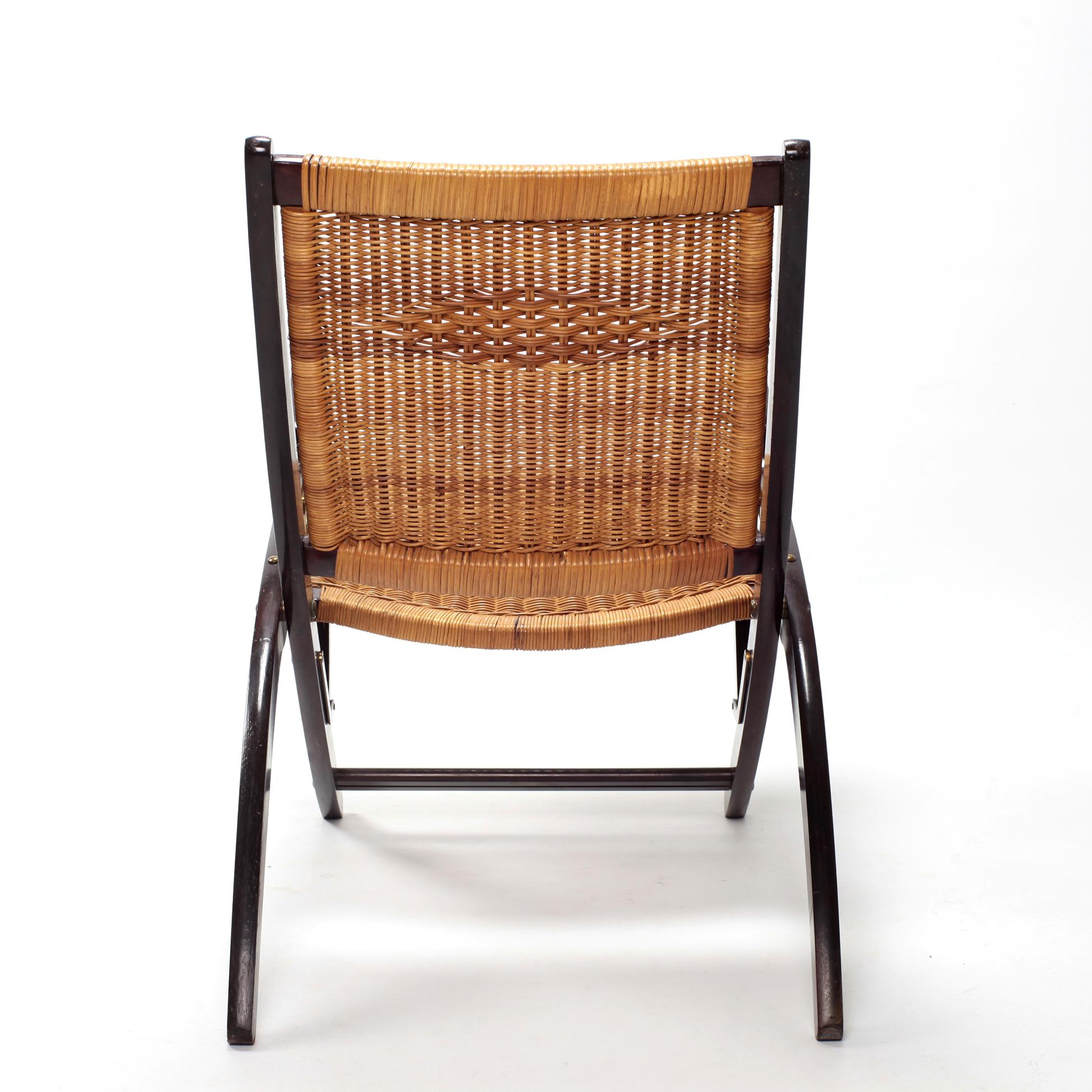 Mid-20th Century Gio Ponti Ninfea Rattan Folding Chair for Fratelli Reguitti Italie, 1950s