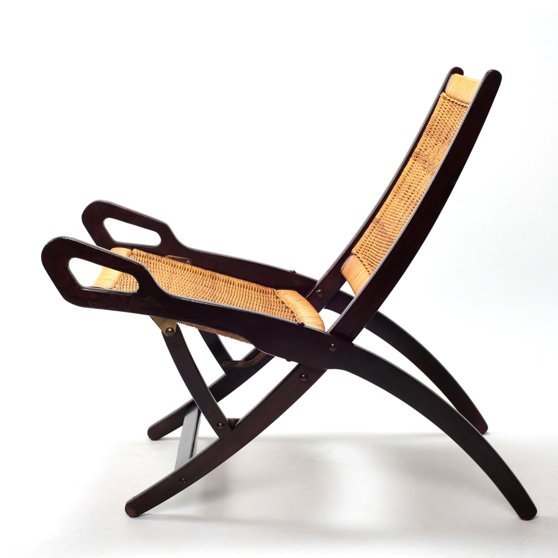 Gio Ponti Ninfea Rattan Folding Chair for Fratelli Reguitti Italie, 1950s 1