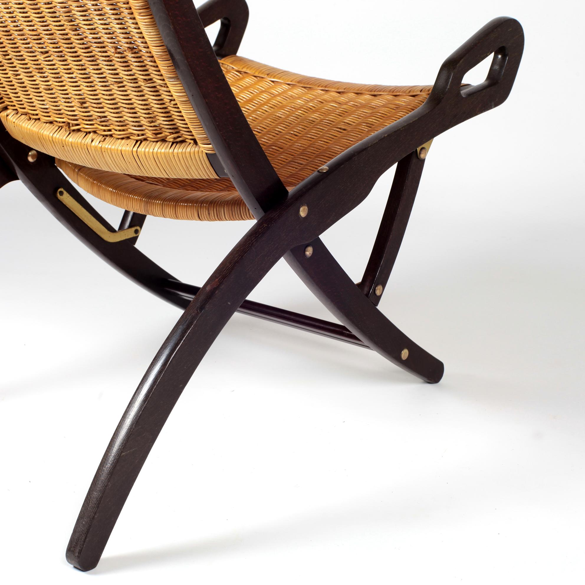 Gio Ponti Ninfea Rattan Folding Chair for Fratelli Reguitti, Italy, 1950s 5