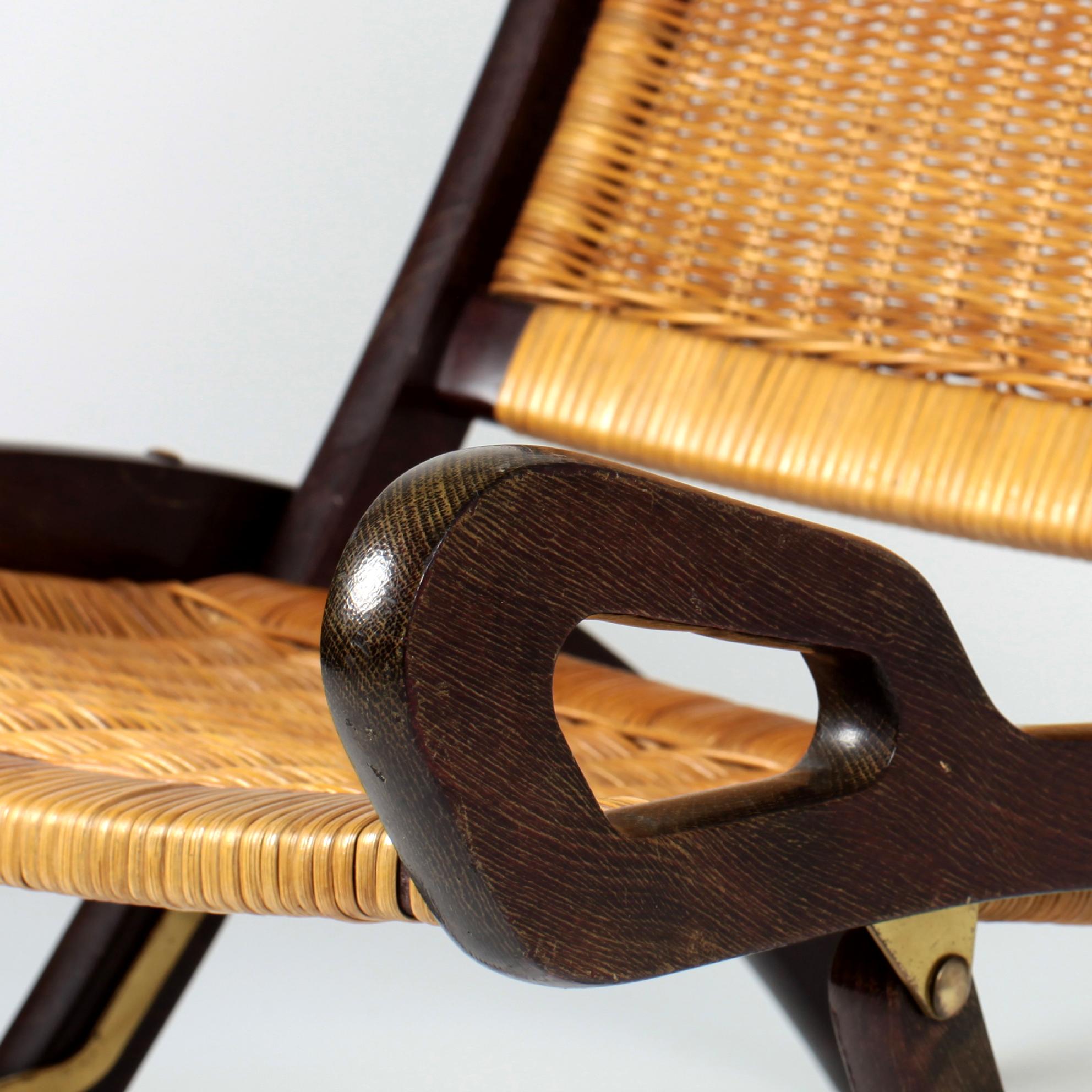 Gio Ponti Ninfea Rattan Folding Chair for Fratelli Reguitti, Italy, 1950s 7