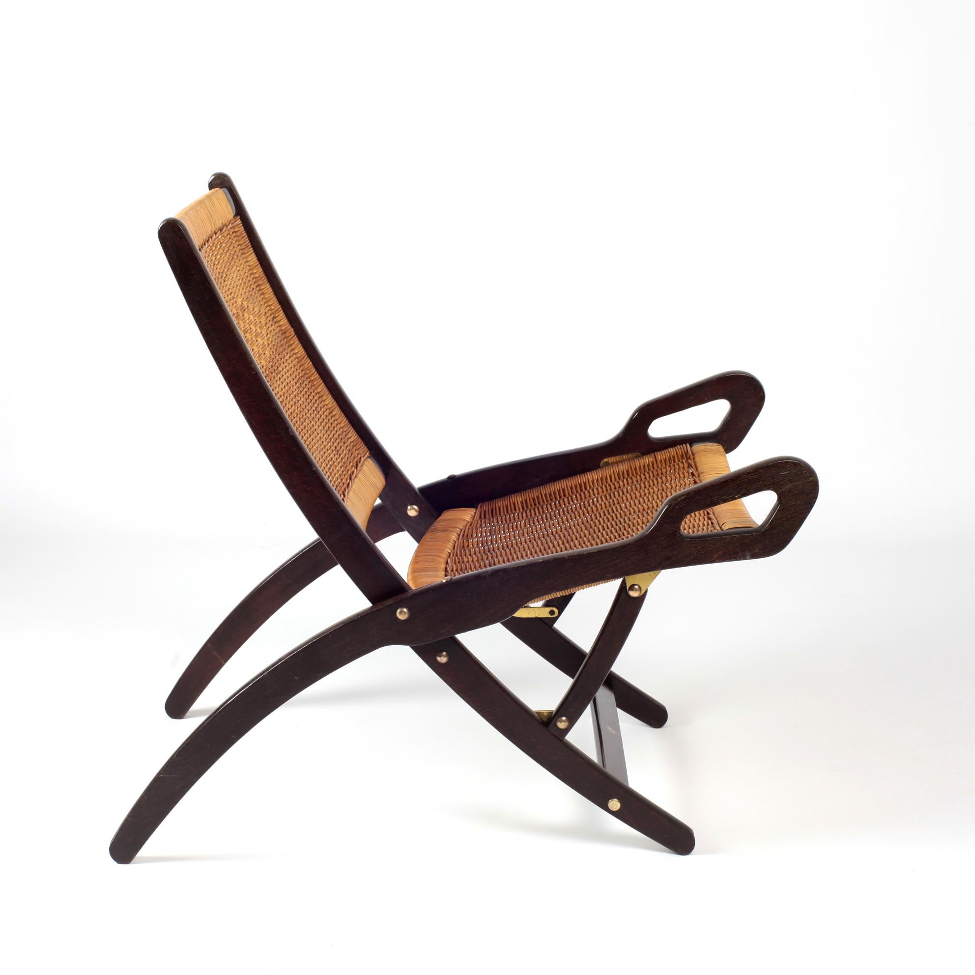 Gio Ponti Ninfea Rattan Folding Chair for Fratelli Reguitti, Italy, 1950s In Good Condition In Saint  Ouen, FR