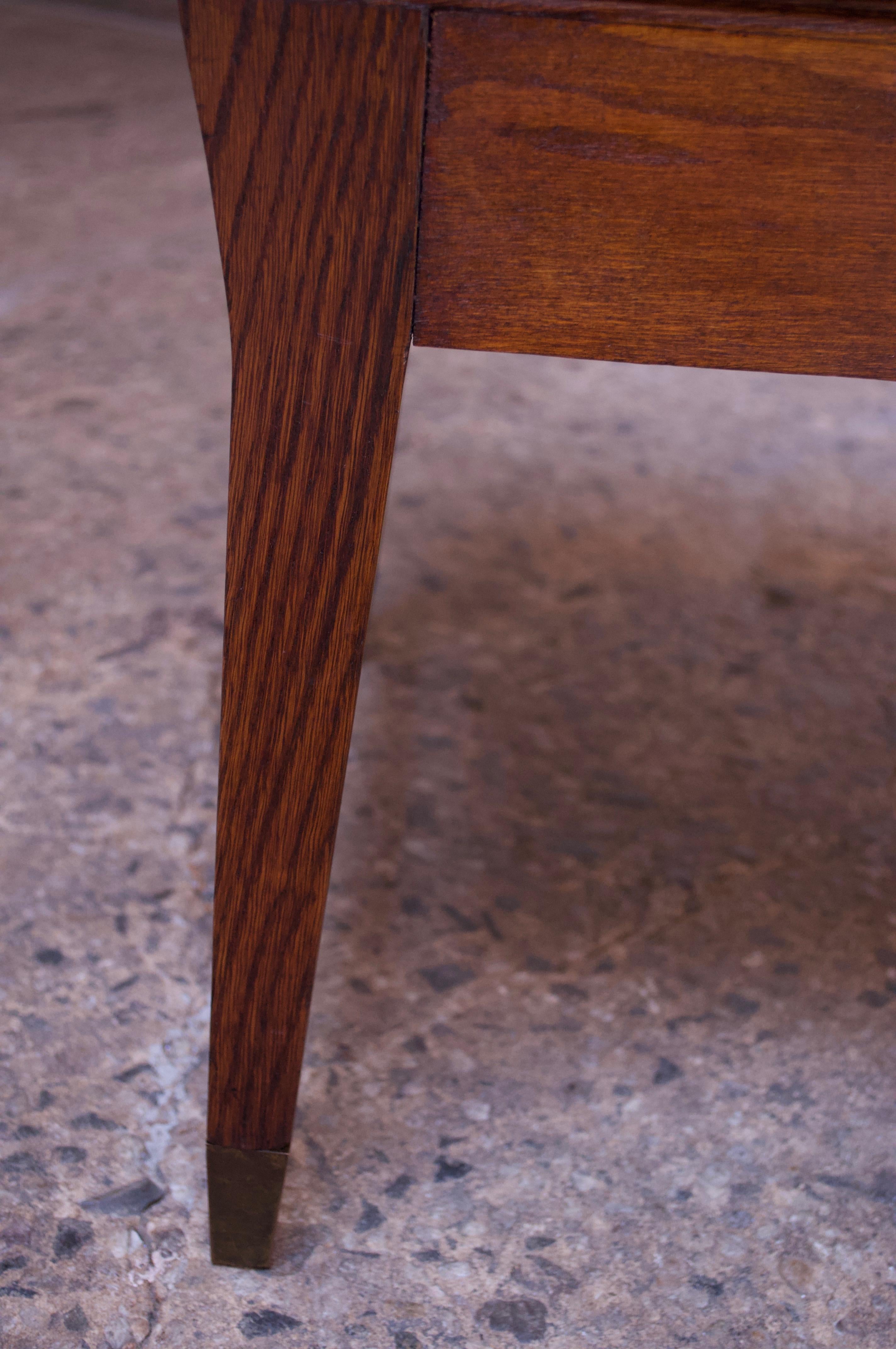 Sgabello Gio Ponti in Oak e pelle con sciabole in ottone in vendita 9
