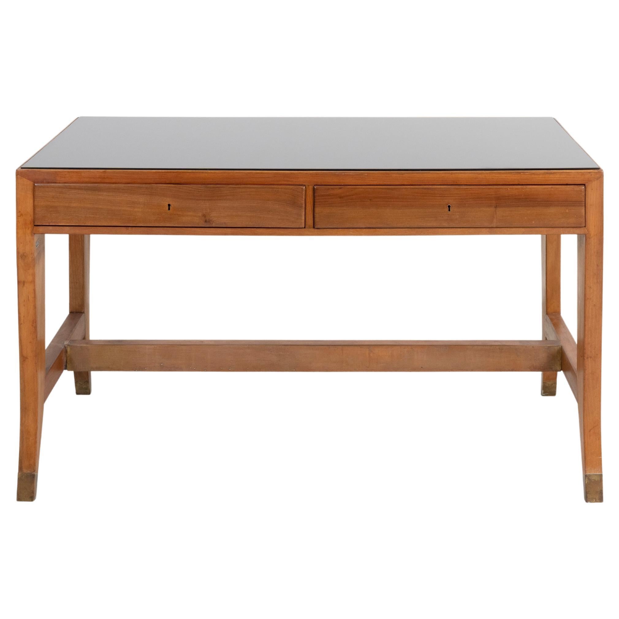 Gio Ponti Office Desk in Wood and Glass for Bnl Italian Manufacture 1950s Italy