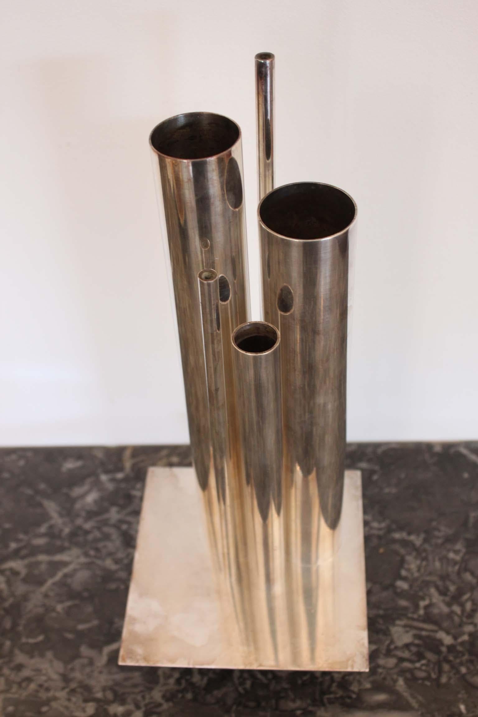 Silvered Gio Ponti Orgue Vase by Christofle, 20th Century