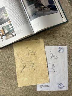 Gio Ponti, dibujo original para Knoll, prototipo de sillón, autentificado