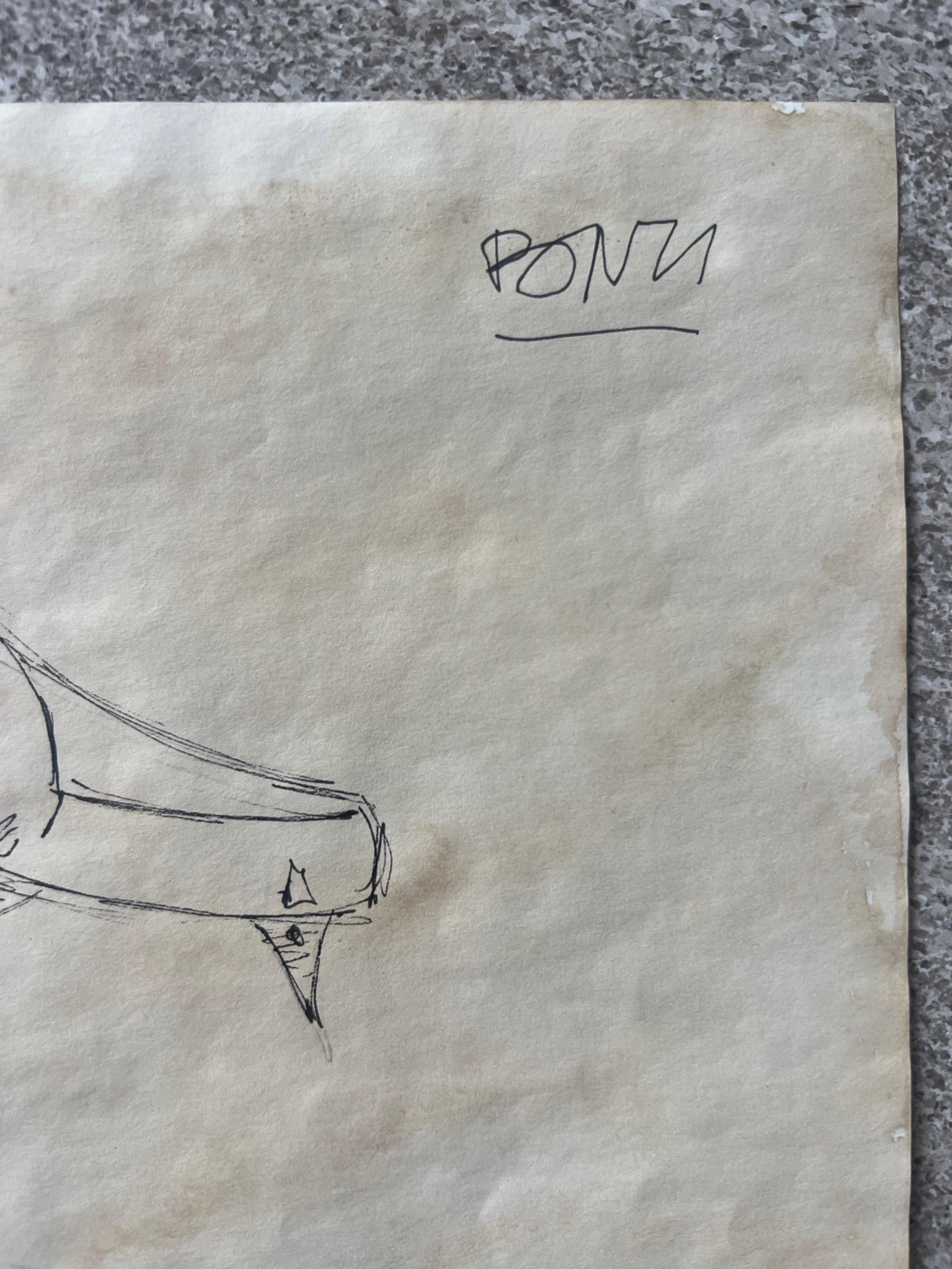 Gio Ponti, Originalzeichnung für Knoll, Prototyp-Sessel, authenticiert (Papier) im Angebot