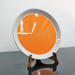 Gio Ponti Original for Franco Pozzi Ceramic Plate White and Orange, 60s Italy