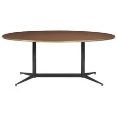 Gio Ponti Oval Dining Table in Wood and Brass Rima, 1950s, Italy
