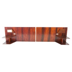 Used Gio Ponti, pair flamed wood Headboard, fitted bedside tables, Hotel Royal, 1955