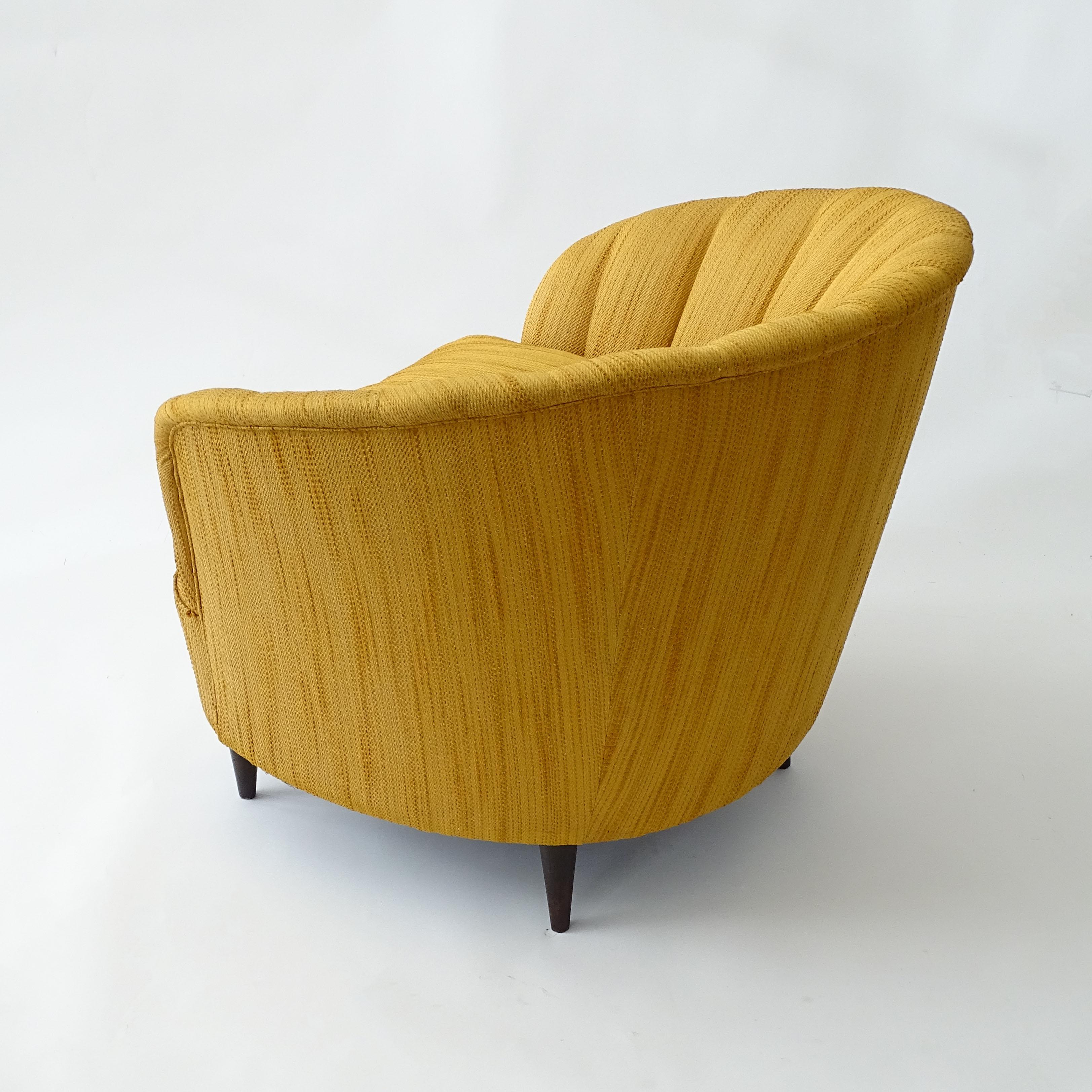 Mid-Century Modern Gio Ponti Pair of 1930s Armchairs with their Original Yellow Upholstery For Sale