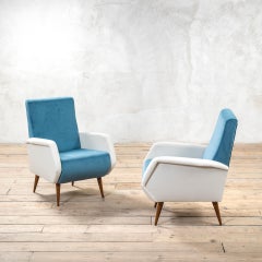 Gio Ponti Pair of Armchairs mod. 803 by Cassina, 1950s Fabric Upholstery