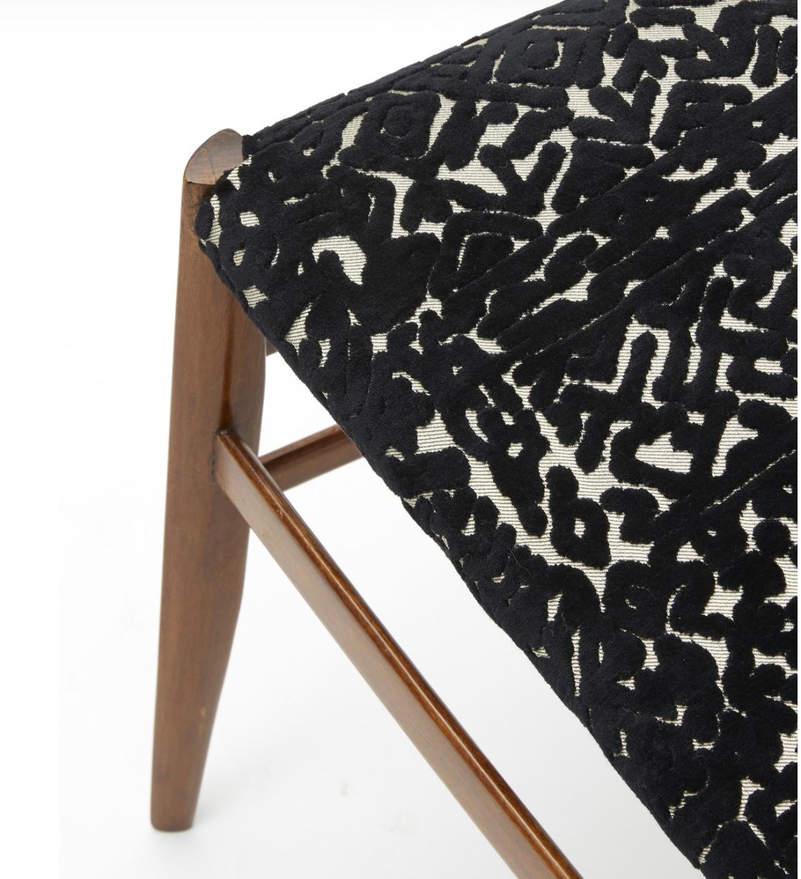Mid-20th Century Gio Ponti Pair of Chairs 1950 Wood Velvety Fabric, Italy