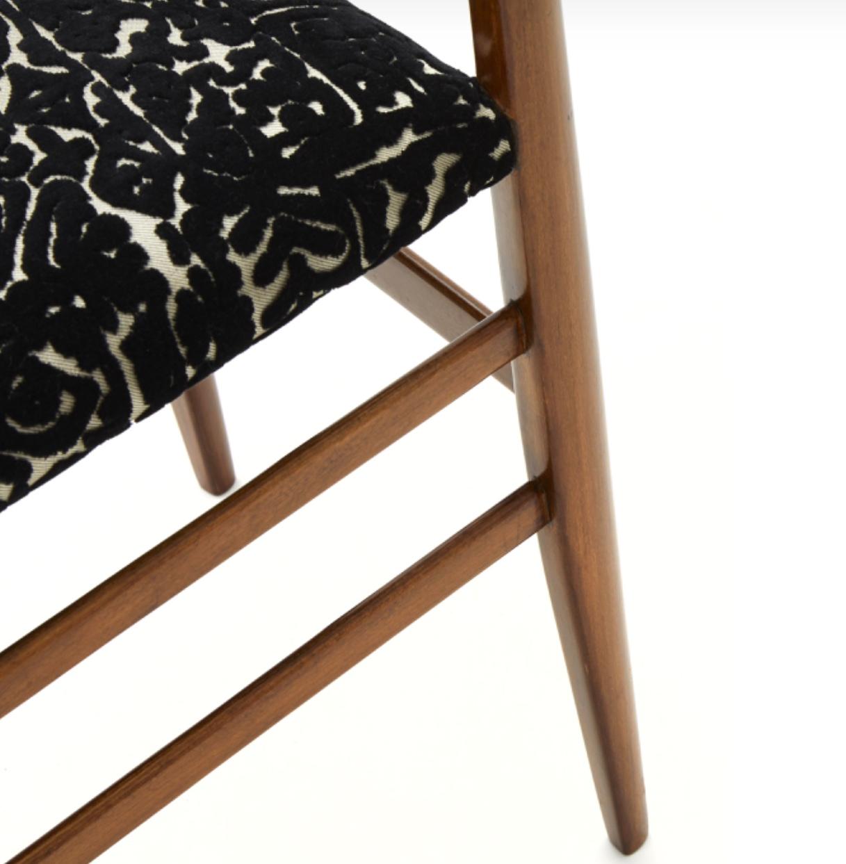 Gio Ponti Pair of Chairs 1950 Wood Velvety Fabric, Italy 1