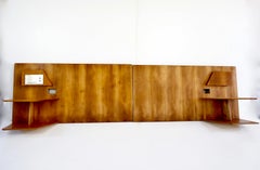 pair Gio Ponti Cherrywood Headboards with fitted bedside tables Hotel Royal, 1955