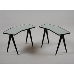 Gio Ponti Pair of Geometric Nesting Tables with Mirrored Tops, Italy, 1950's