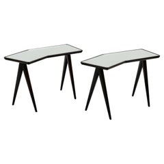 Gio Ponti Pair of Geometric Nesting Tables with Mirrored Tops, Italy, 1950's