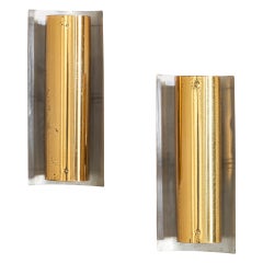 Par de apliques de pared de latón de estilo «Mid-Century Modern» de Gio Ponti, Italia, década de 1950