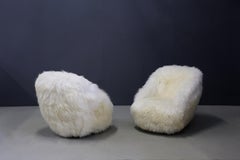 Gio Ponti Pair of Midcentury Armchairs for "Casa e Giardino" in White Sheepskin